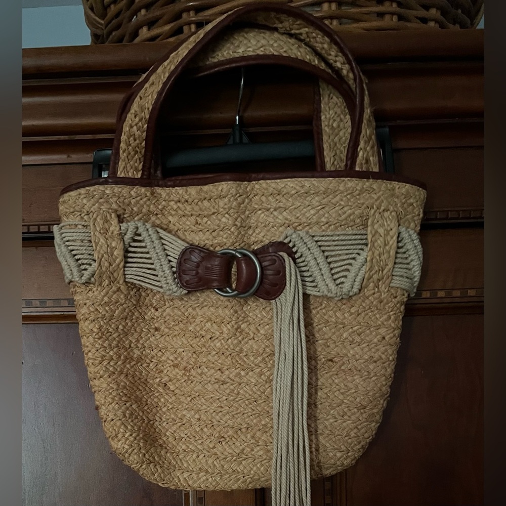 Polo by Ralph Lauren Tan and Brown straw Tote Bag
